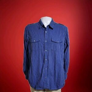 American Eagle Outfitters button down shirt Men's Xl Blue White Striped